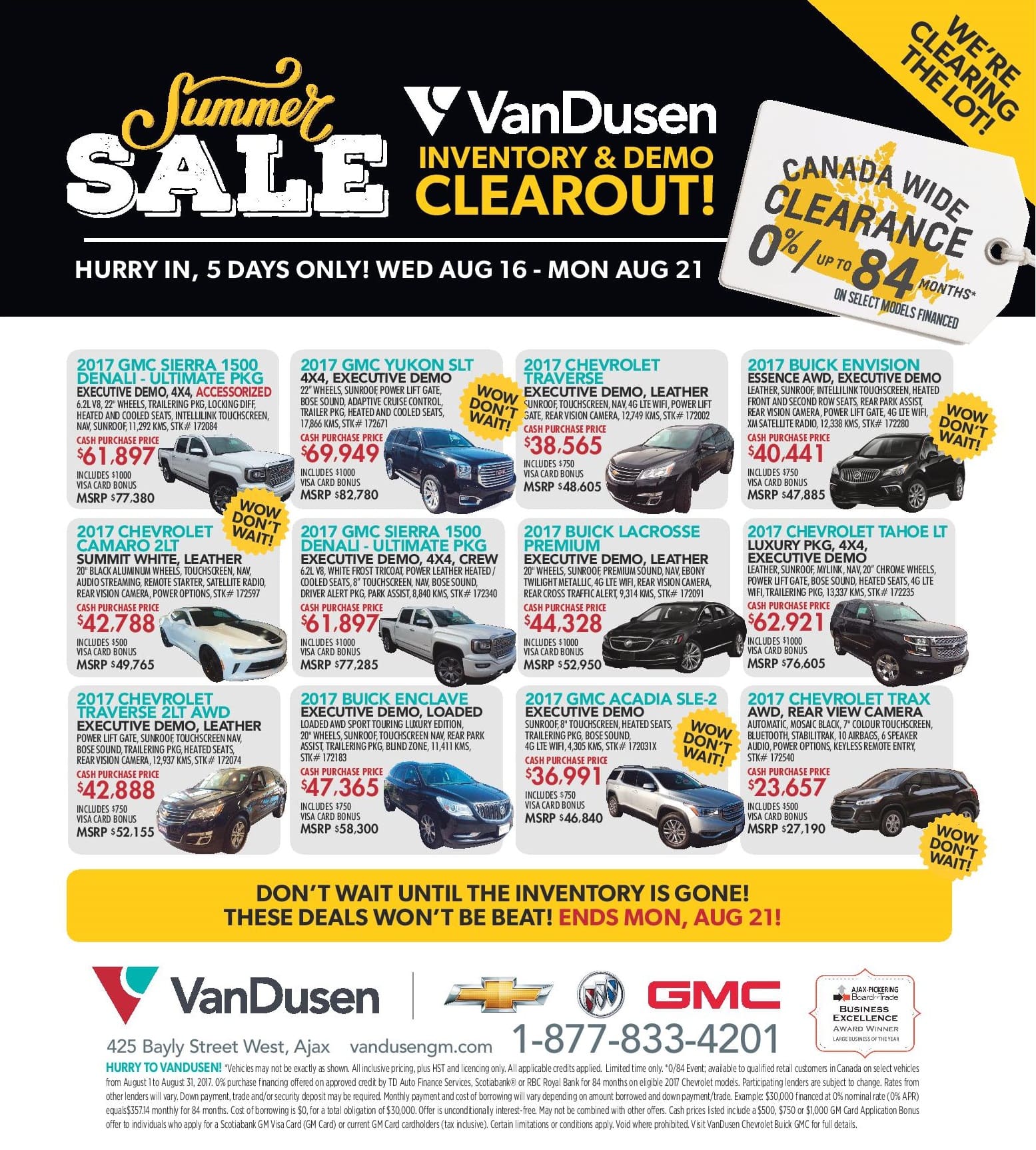 Canada Wide Clearance August Sale Ajax Durham Region