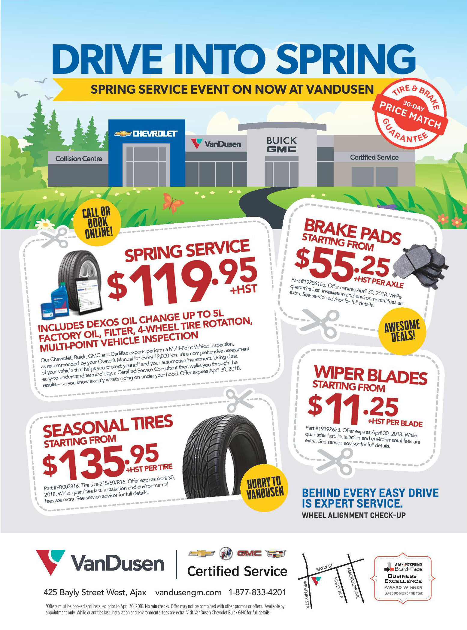 April Service Specials Discount Sale Ajax Pickering Whitby Oshawa VanDusen Ontario