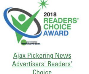 2018 Readers' Choice Award Ajax Pickering News Advertisers VanDusen Ontario crop